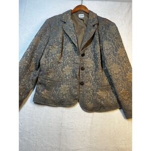 Chicos Golden Blues‎ Ampere Jacket Suit Blazer Womens Size 3 Floral Lined Preppy
